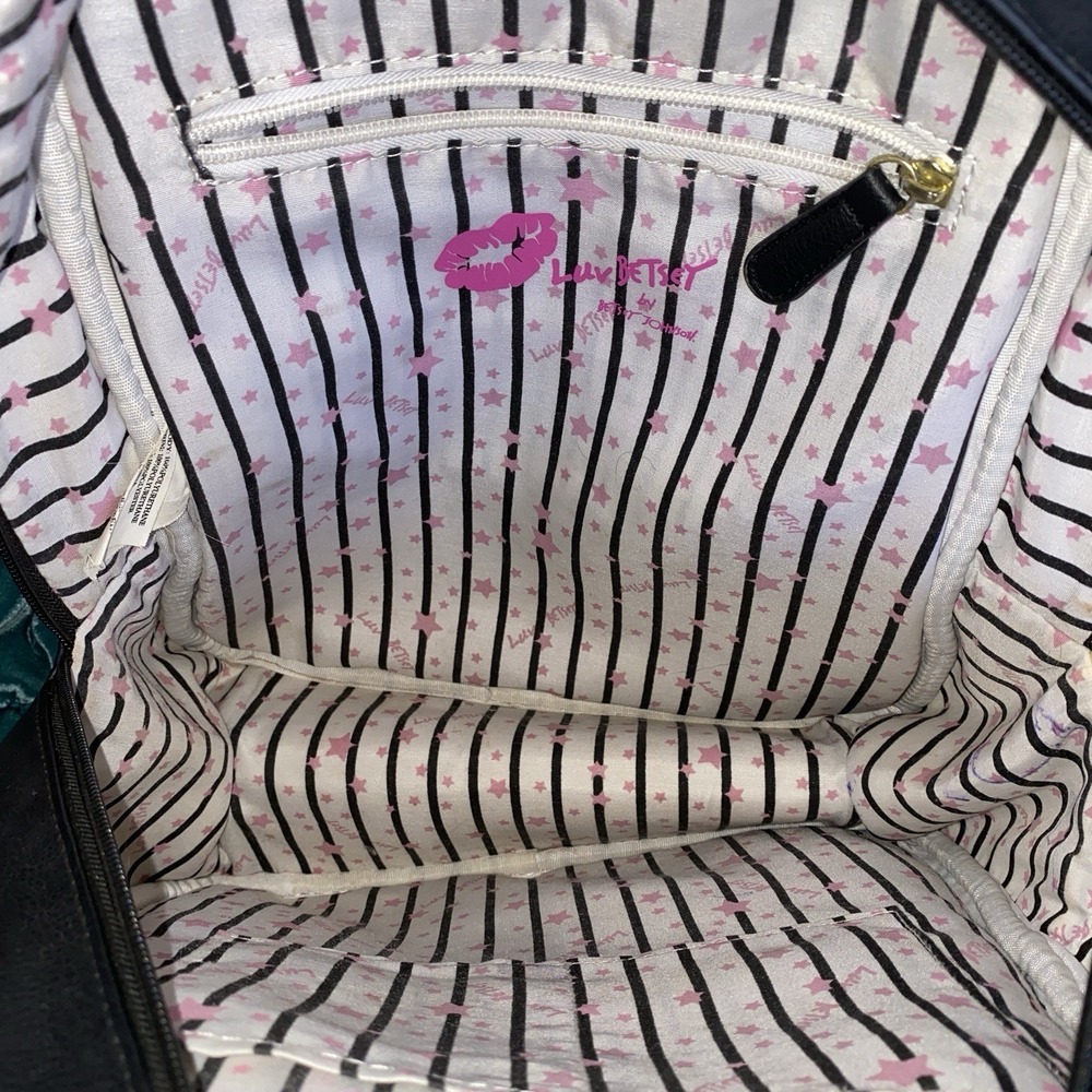 Luv Betsey Betsey Johnson Mini Backpack Tan Red Black Hearts Y2K - Picture 5 of 7